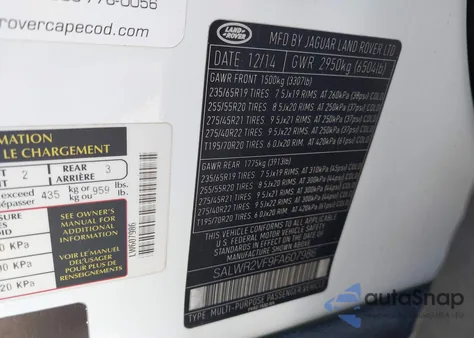 2015 Land Rover Range Rover Sport 3.0L V6 Supercharged Hse z USA, uszkodzony, nr VIN SALWR2VF9FA607986